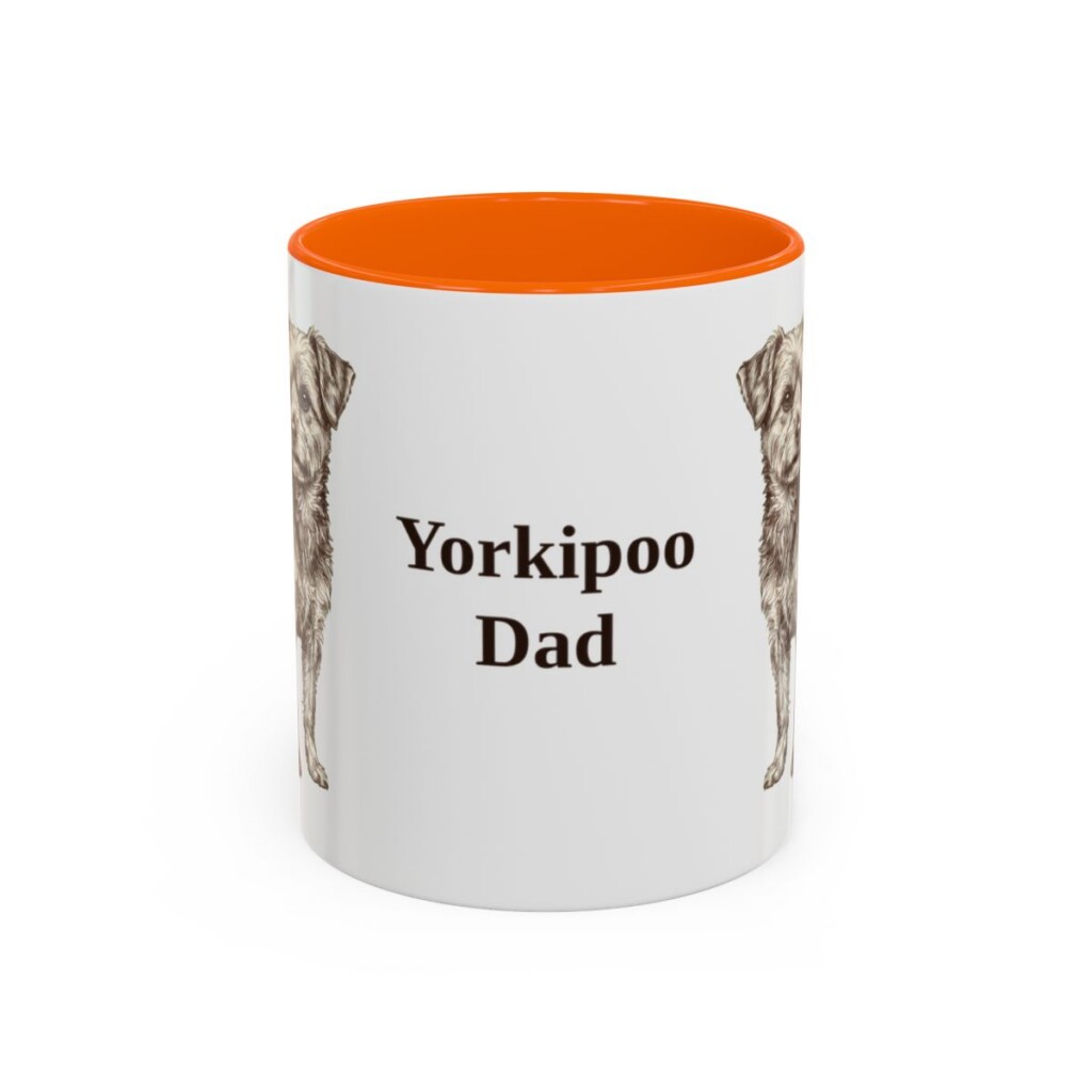 11oz-yorkipoo-mug-dad-orange 11oz Yorkipoo Dog Dad Mug, Orange, front view