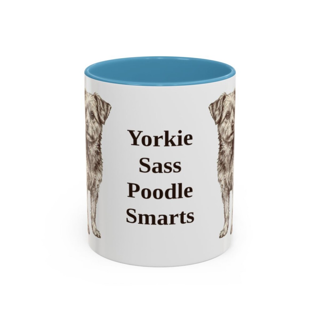 11oz-yorkipoo-mug-humor-light-blue 11oz Funny Yorkipoo Mug, Light Blue, front view