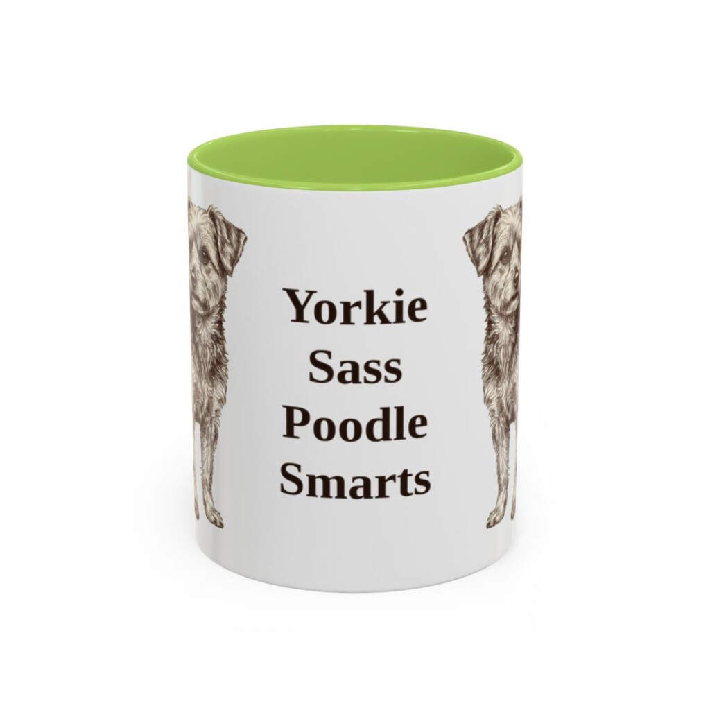 11oz-yorkipoo-mug-humor-light-green 11oz Funny Yorkipoo Mug, Light Green, front view