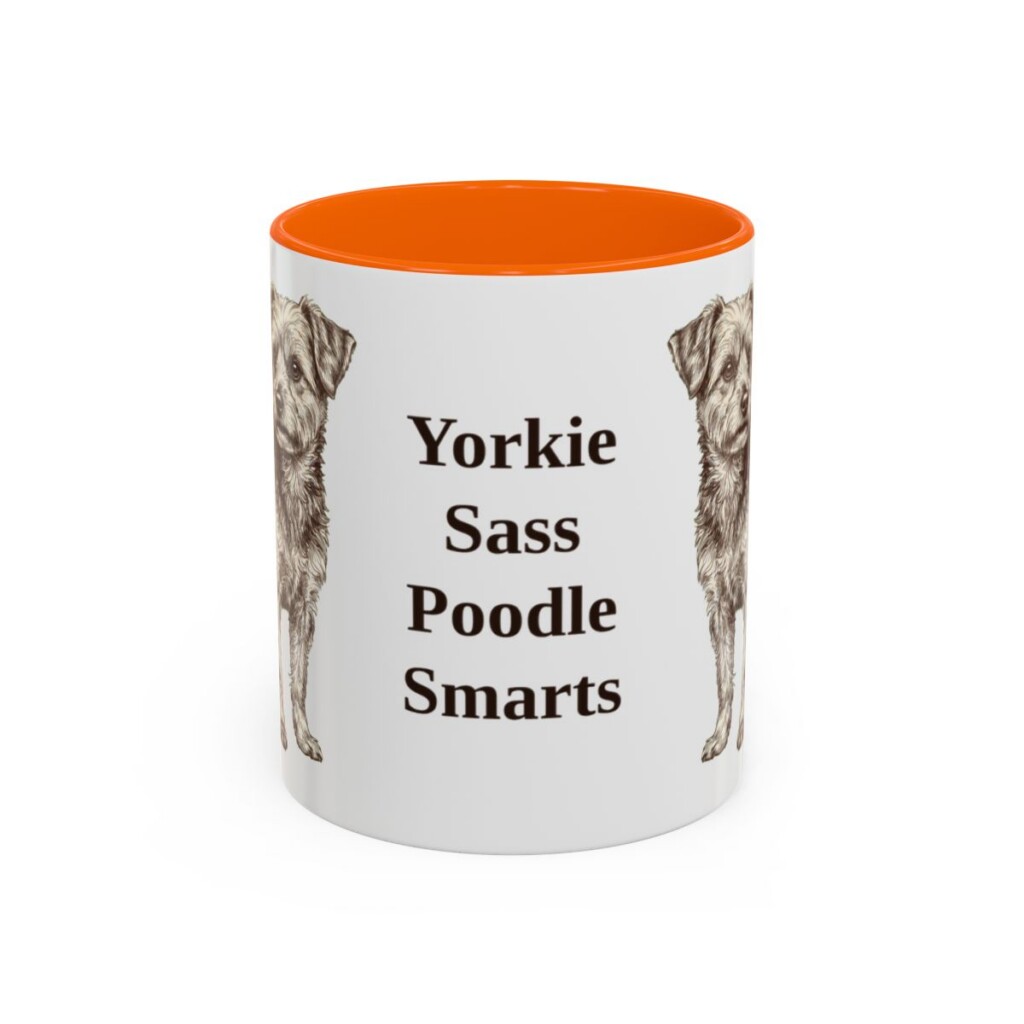 11oz-yorkipoo-mug-humor-orange 11oz Funny Yorkipoo Mug, Orange, front view