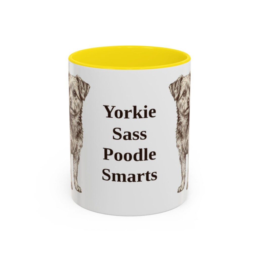 11oz-yorkipoo-mug-humor-yellow 11oz Funny Yorkipoo Mug, Yellow, front view