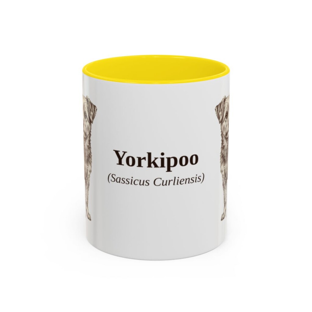 11oz-yorkipoo-mug-latin-yellow 11oz Yorkipoo Latin Mug, Yellow, front view