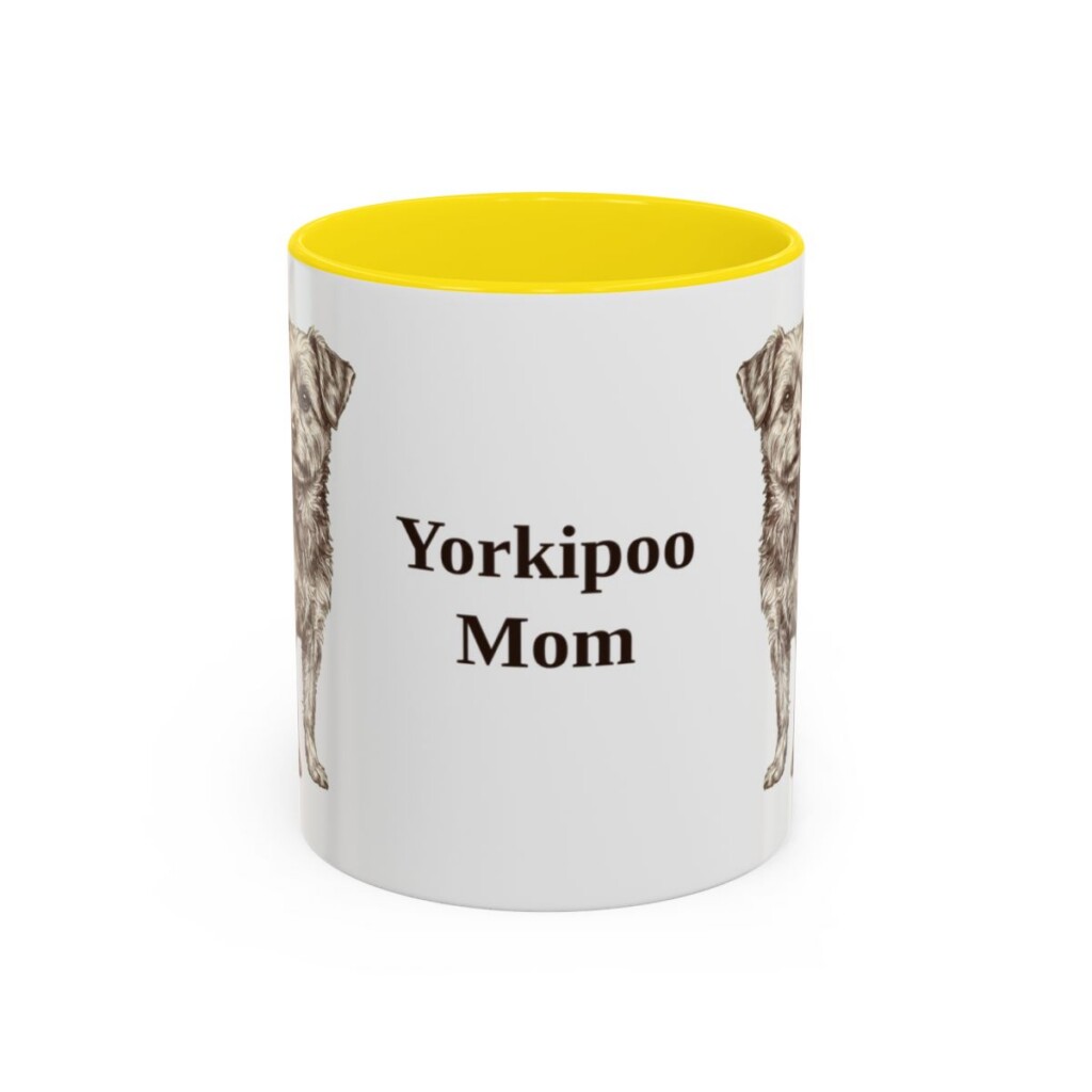 11oz Yorkipoo Dog Mom Mug, Yellow, front view