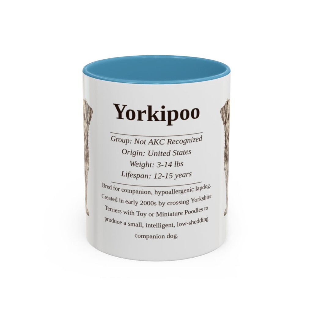 11oz Yorkipoo Mug, Light Blue, front view