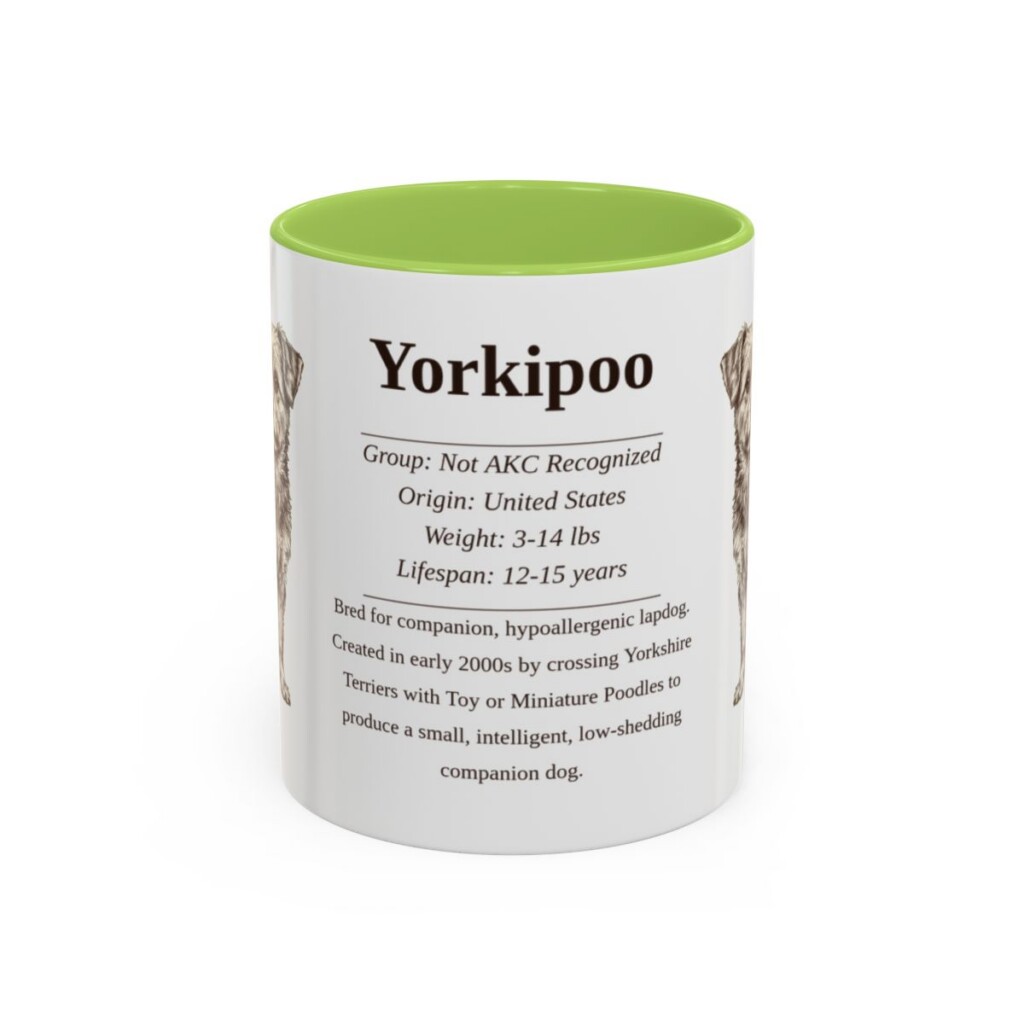 11oz Yorkipoo Mug, Light Green, front view