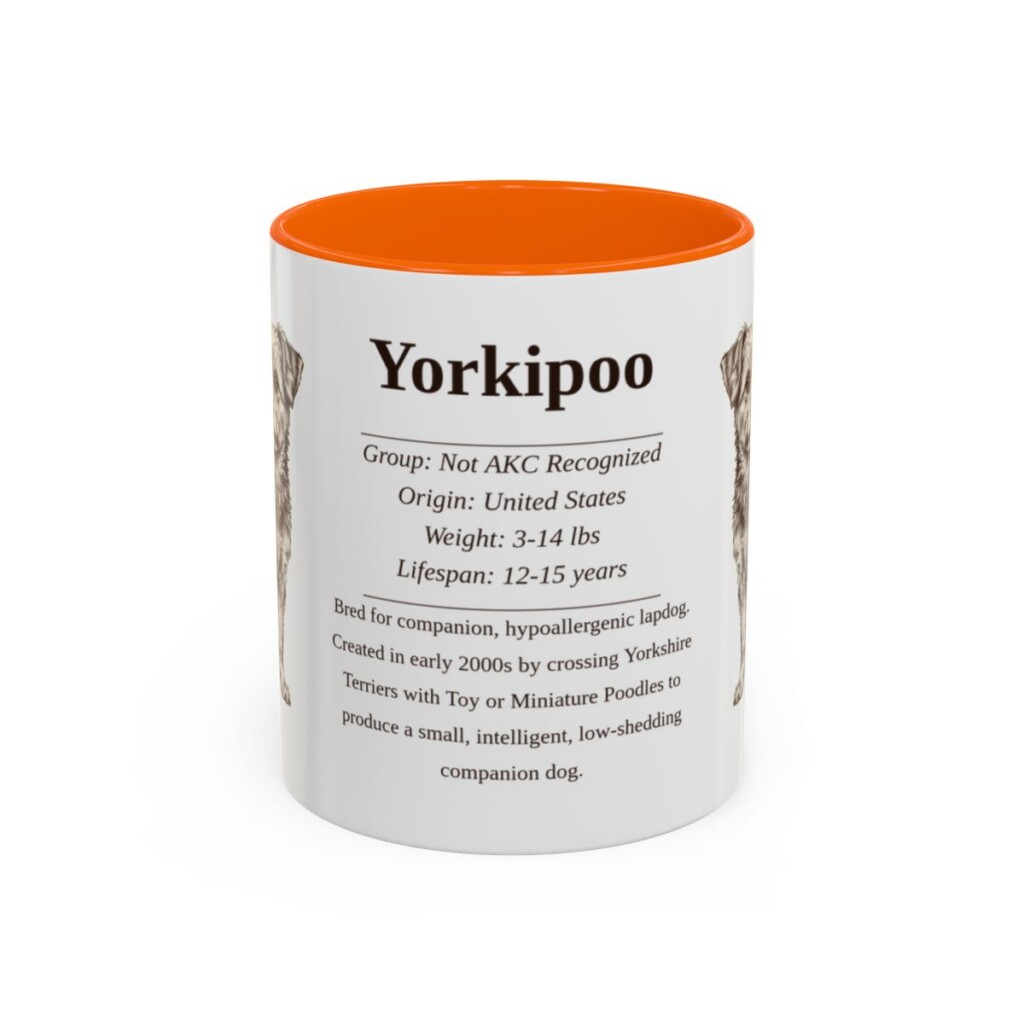 11oz Yorkipoo Mug, Orange, front view