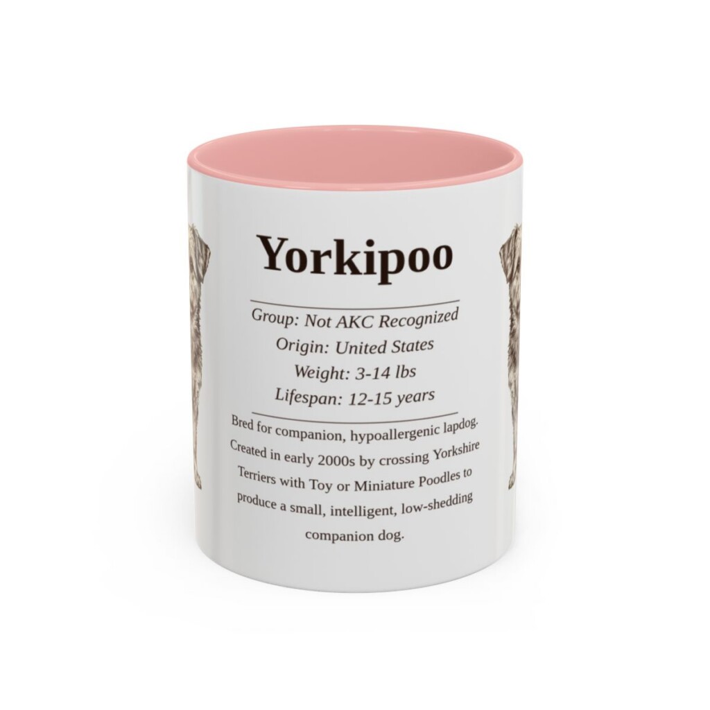 11oz Yorkipoo Mug, Pink, front view
