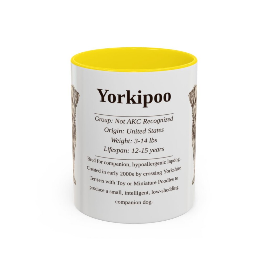 11oz Yorkipoo Mug, Yellow, front view