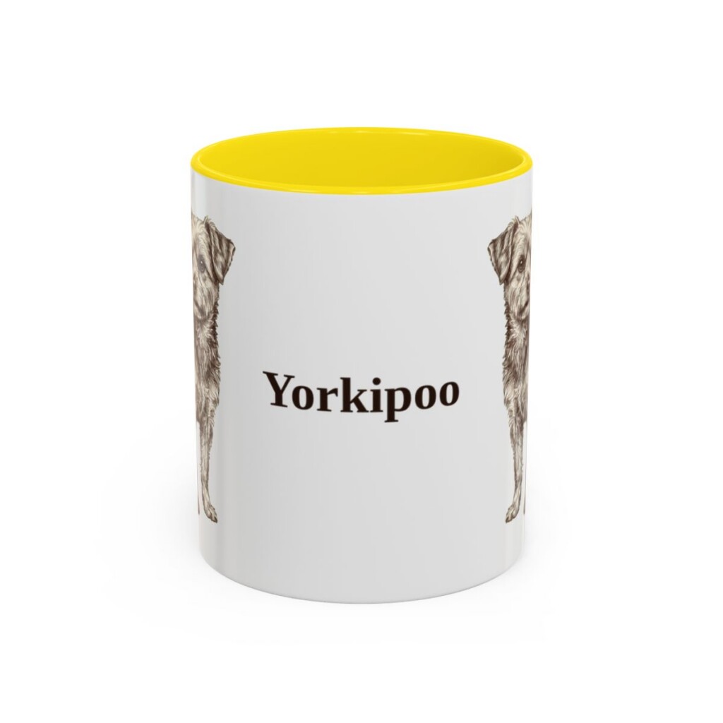 11oz Yorkipoo Mug, Yellow, front view