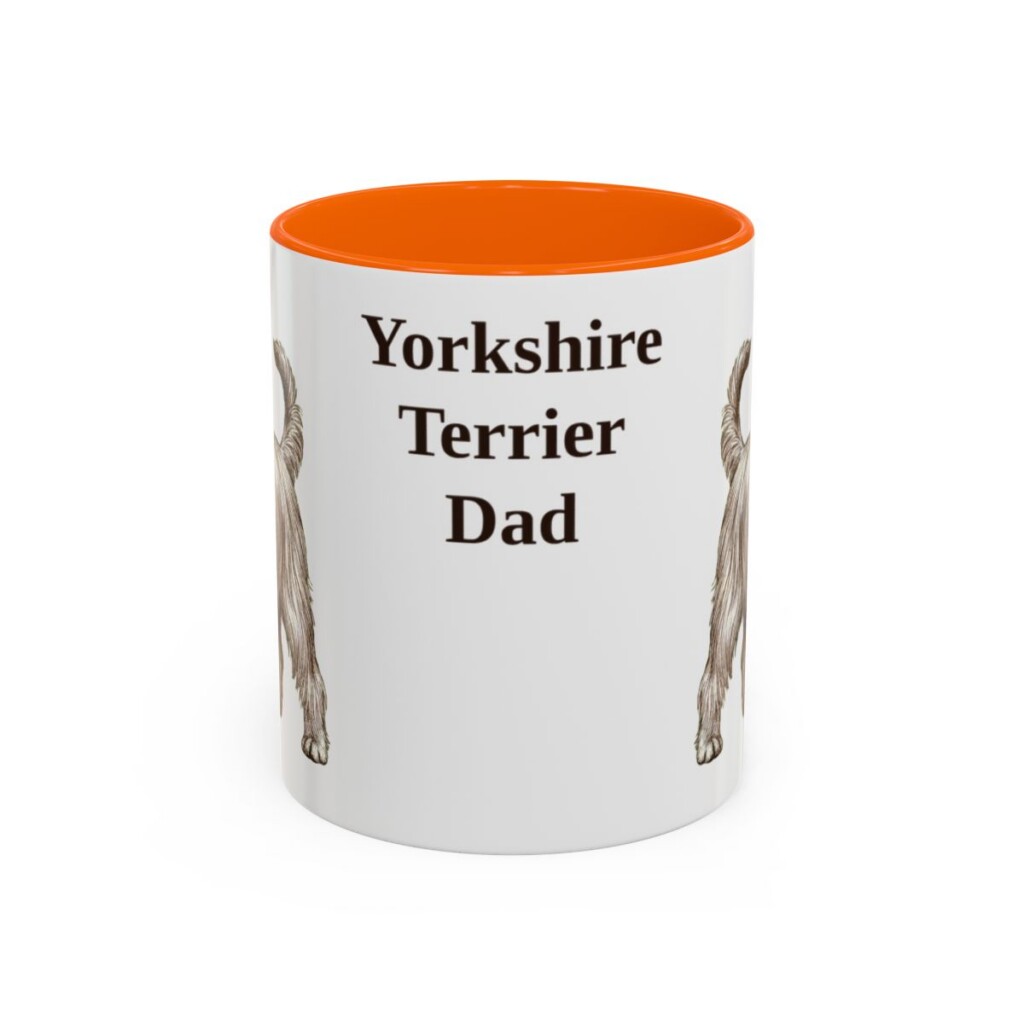 11oz Yorkshire Terrier Dog Dad Mug, Orange, front view
