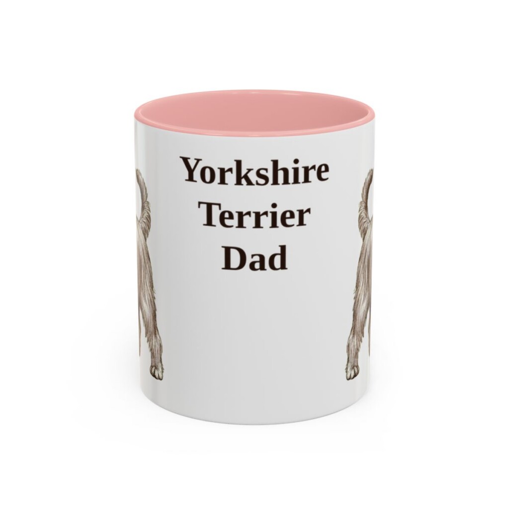 11oz Yorkshire Terrier Dog Dad Mug, Pink, front view