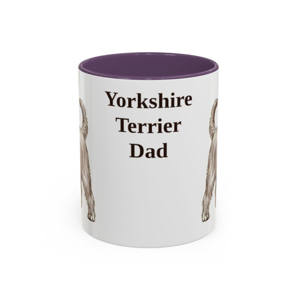 11oz Yorkshire Terrier Dog Dad Mug, Purple, front view