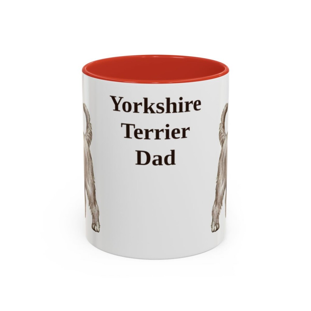 11oz Yorkshire Terrier Dog Dad Mug, Red, front view