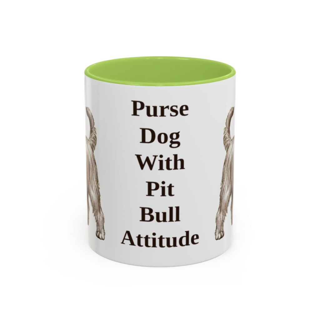 11oz Funny Yorkshire Terrier Mug, Light Green, front view