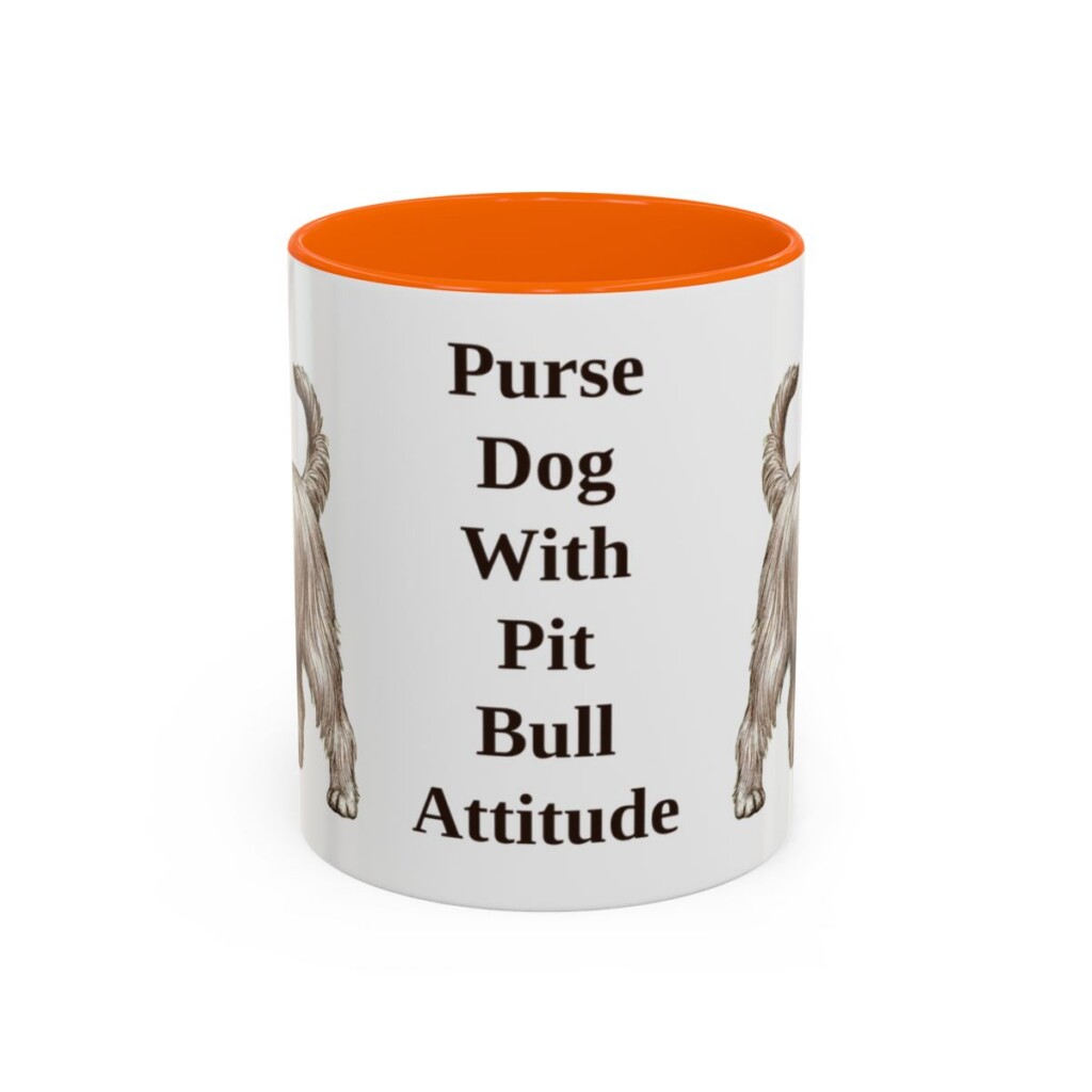 11oz Funny Yorkshire Terrier Mug, Orange, front view