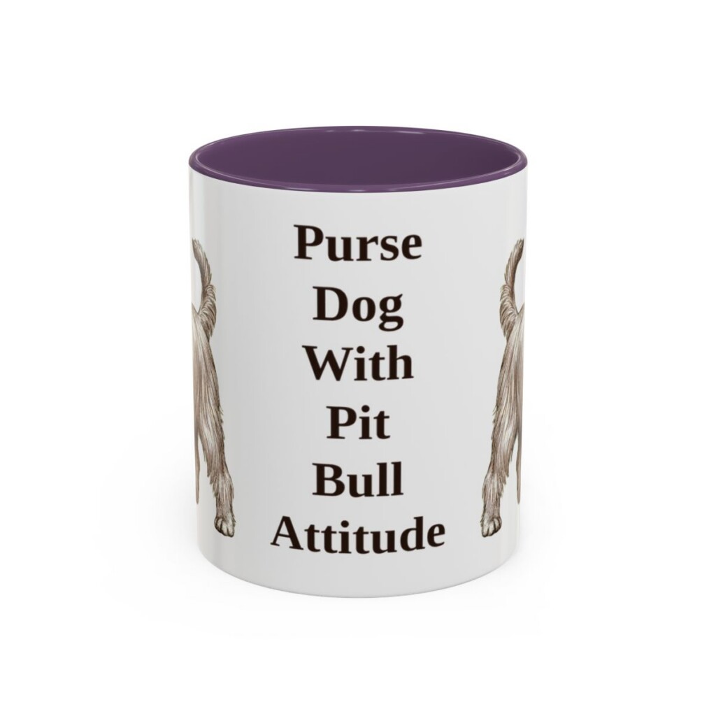 11oz Funny Yorkshire Terrier Mug, Purple, front view
