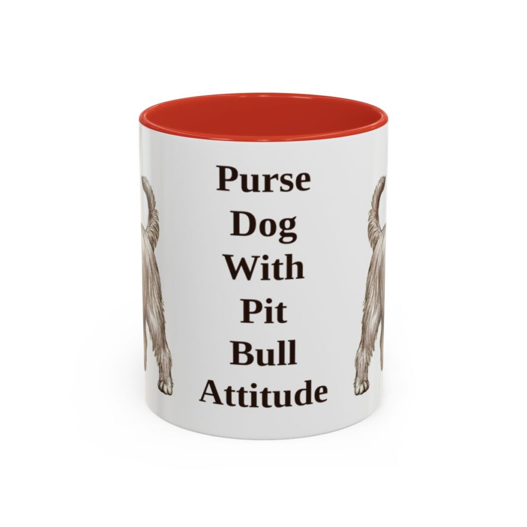 11oz Funny Yorkshire Terrier Mug, Red, front view