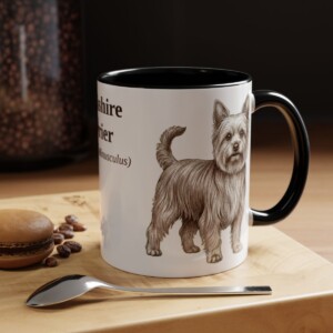 11oz Yorkshire Terrier Latin Mug, Black, lifestyle photo