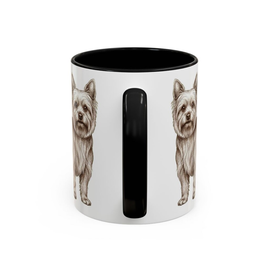 11oz Yorkshire Terrier Latin Mug, Black, back view