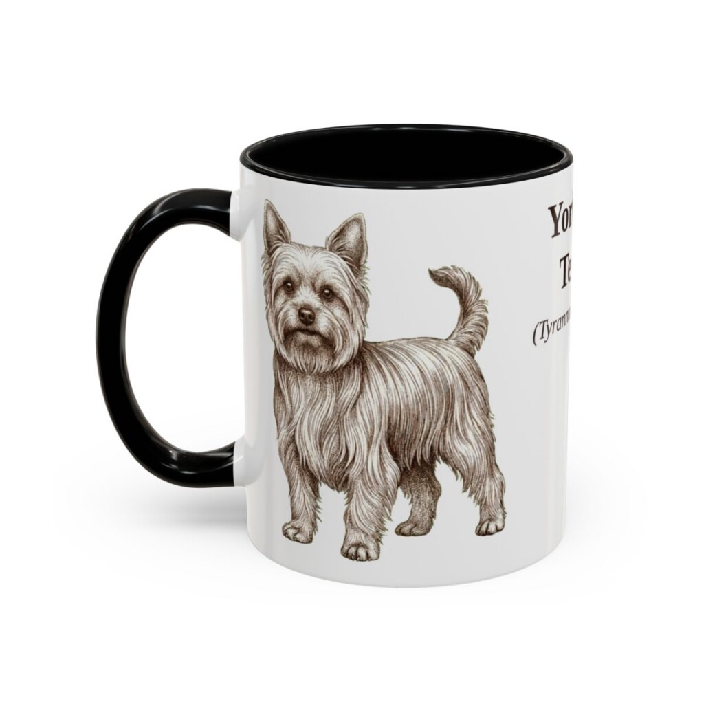 11oz Yorkshire Terrier Latin Mug, Black, left side view