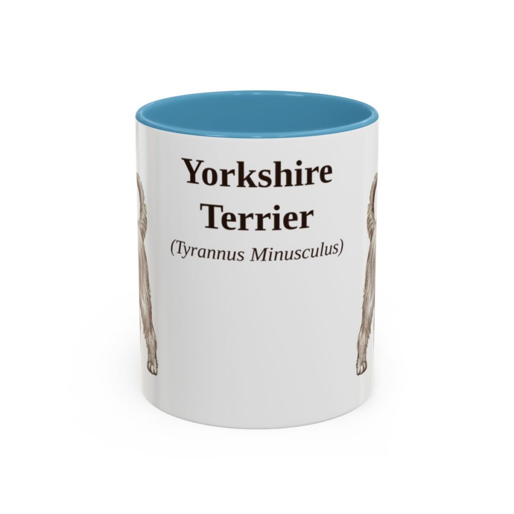 11oz Yorkshire Terrier Latin Mug, Light Blue, front view