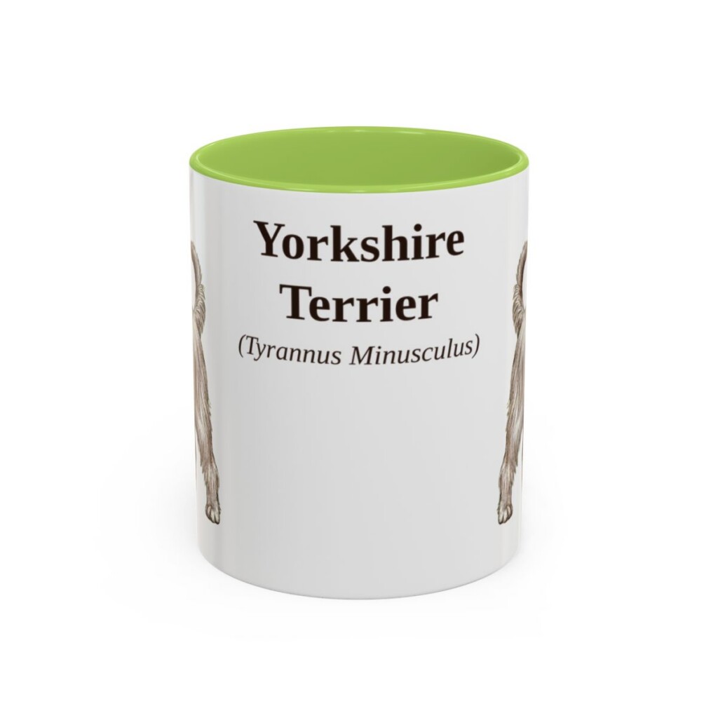11oz Yorkshire Terrier Latin Mug, Light Green, front view