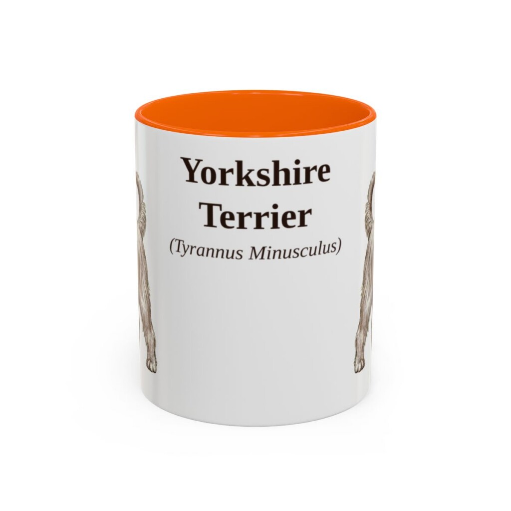 11oz Yorkshire Terrier Latin Mug, Orange, front view