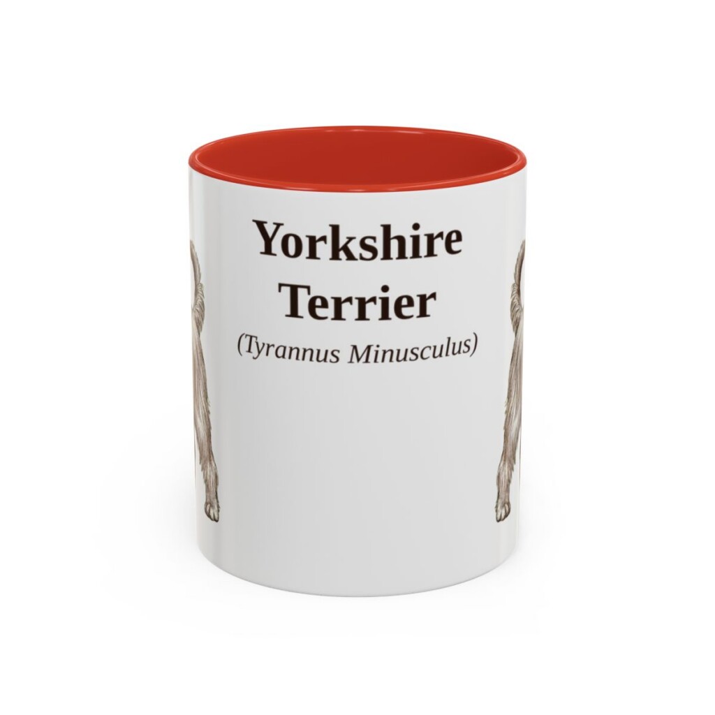 11oz Yorkshire Terrier Latin Mug, Red, front view