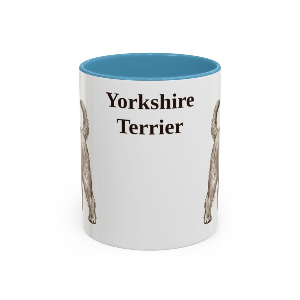 11oz Yorkshire Terrier Mug, Light Blue, front view