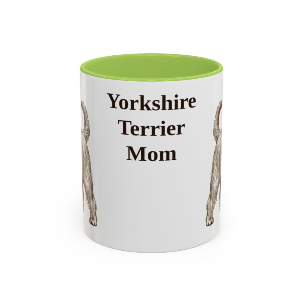11oz-yorkshire-terrier-mug-mom-light-green 11oz Yorkshire Terrier Dog Mom Mug, Light Green, front view