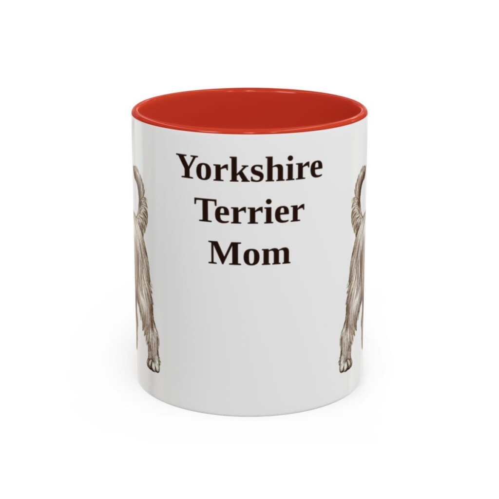 11oz-yorkshire-terrier-mug-mom-red 11oz Yorkshire Terrier Dog Mom Mug, Red, front view
