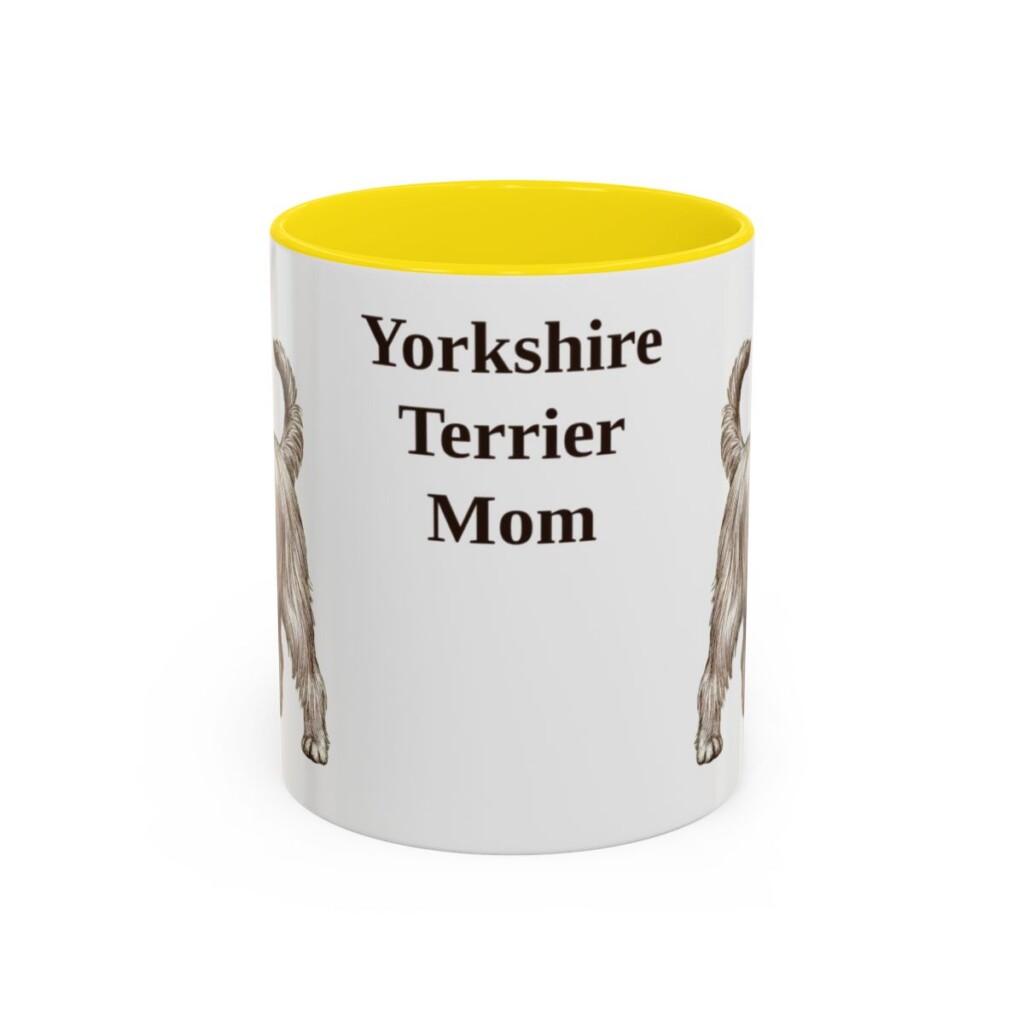 11oz-yorkshire-terrier-mug-mom-yellow 11oz Yorkshire Terrier Dog Mom Mug, Yellow, front view