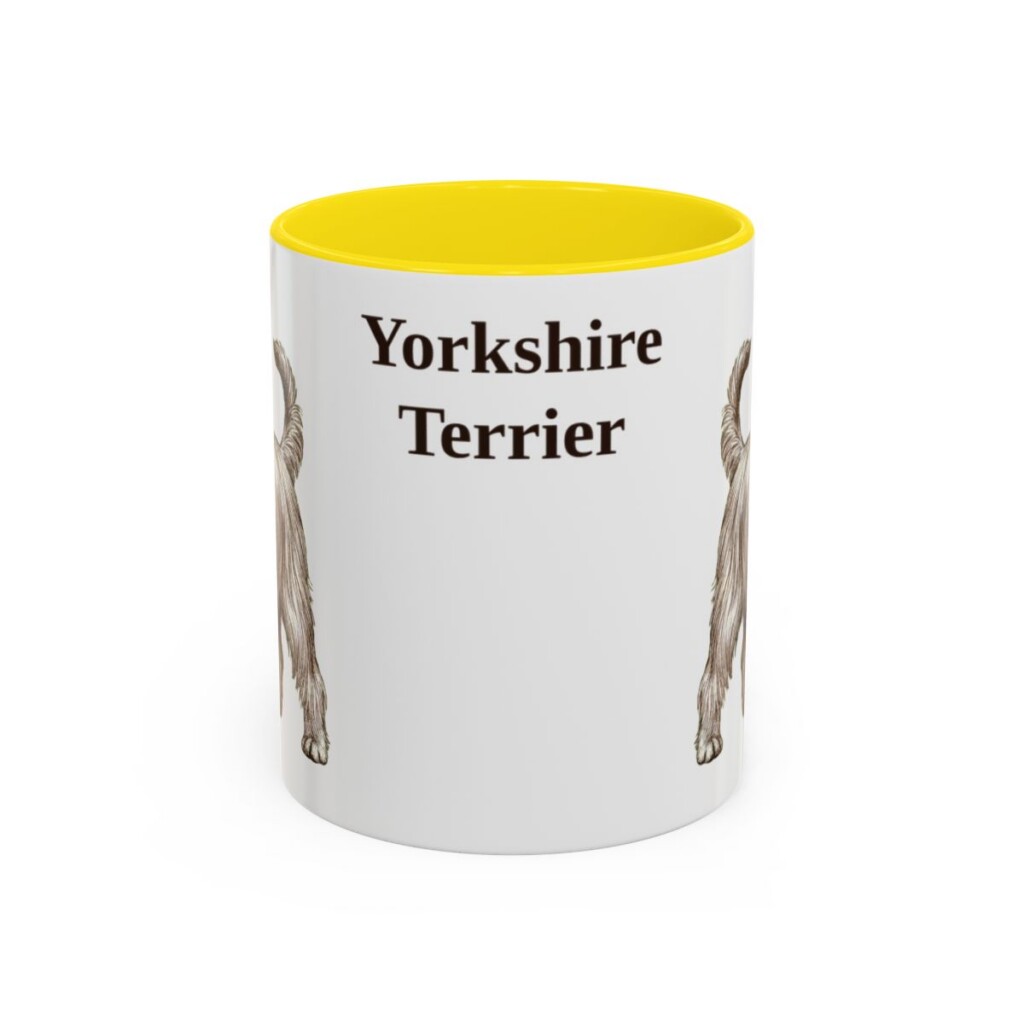 11oz Yorkshire Terrier Mug, Yellow, front view