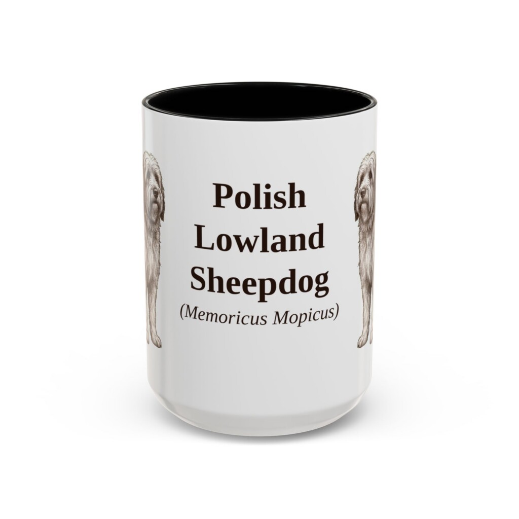 15oz Polish Lowland Sheepdog Latin Mug, Vintage Dog Coffee Mug, Dog Lover Gift