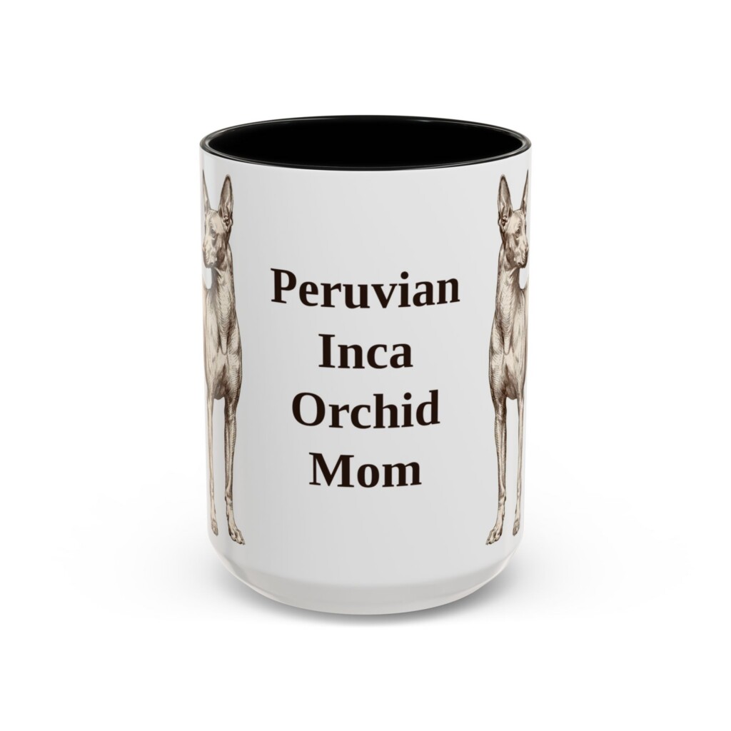 15oz Peruvian Inca Orchid Dog Mom Mug, Vintage Sketch Coffee Mug, Dog Mom Gift