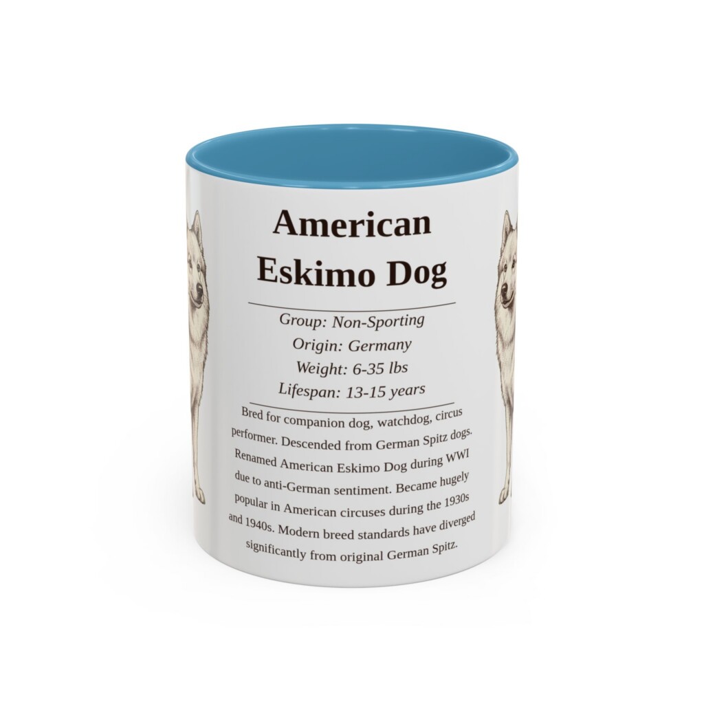 11oz American Eskimo Dog Mug, Orange, front view