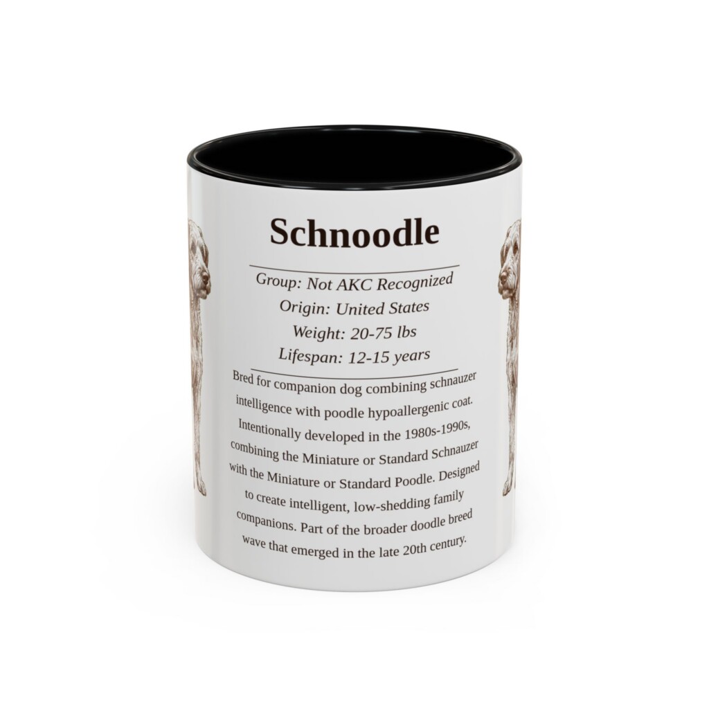 11oz Schnoodle Mug, Illustrated Dog Breed Facts Coffee Mug, Vintage Dog Keepsake Gift