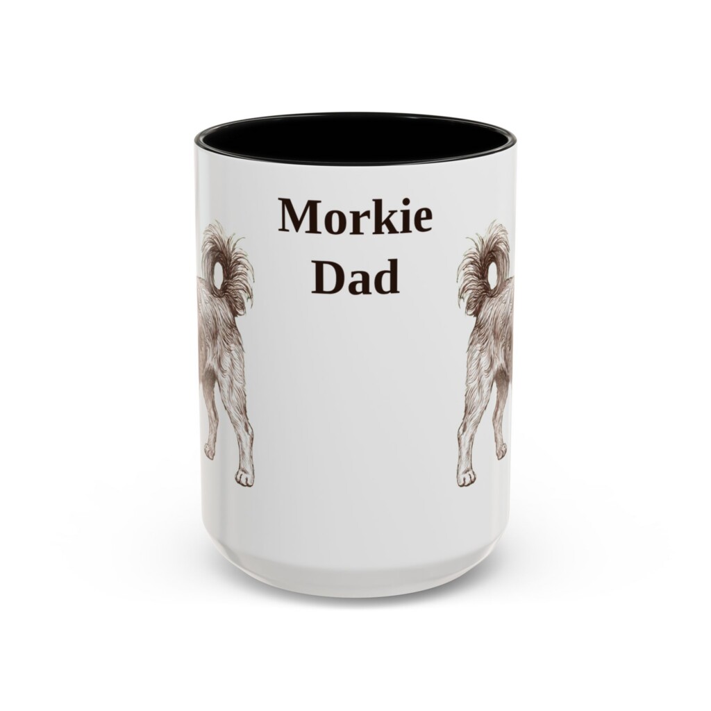 15oz Morkie Dog Dad Mug, Vintage Sketch Coffee Mug, Dog Dad Gift