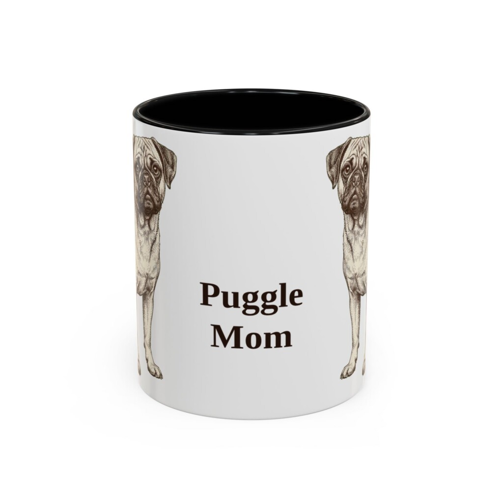11oz Puggle Dog Mom Mug, Vintage Sketch Coffee Mug, Dog Mom Gift