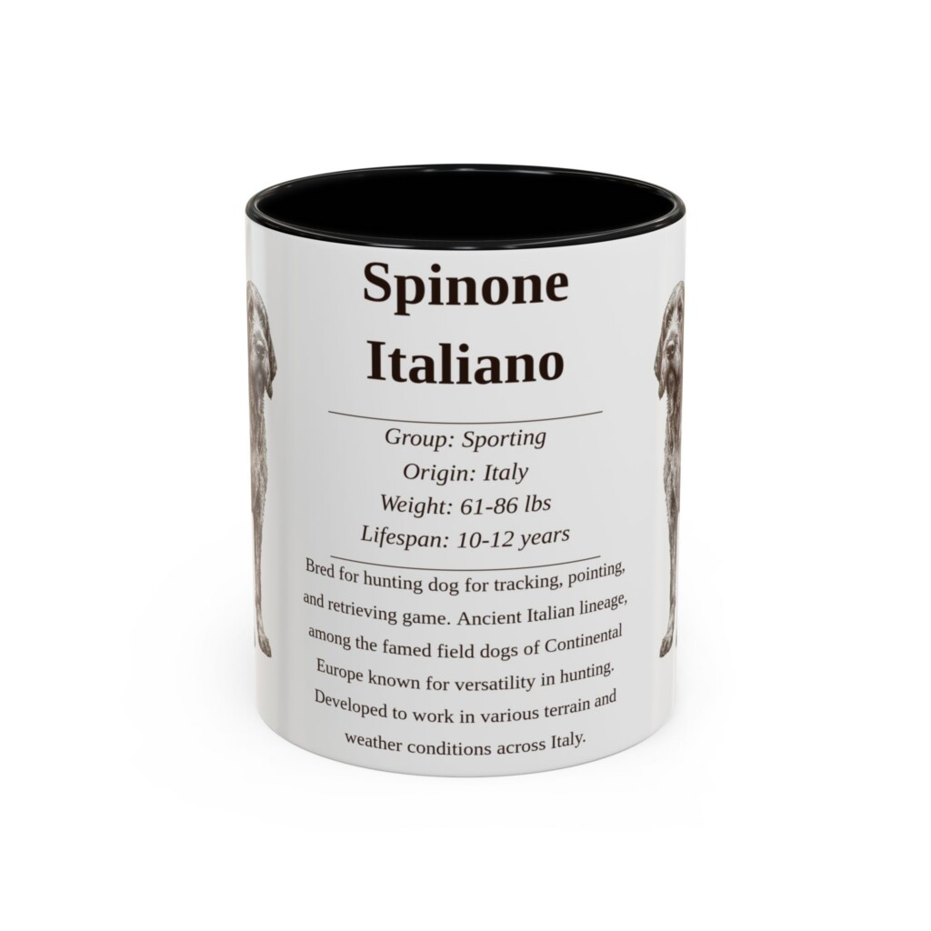 11oz Spinone Italiano Mug, Illustrated Dog Breed Facts Coffee Mug, Vintage Dog Keepsake Gift