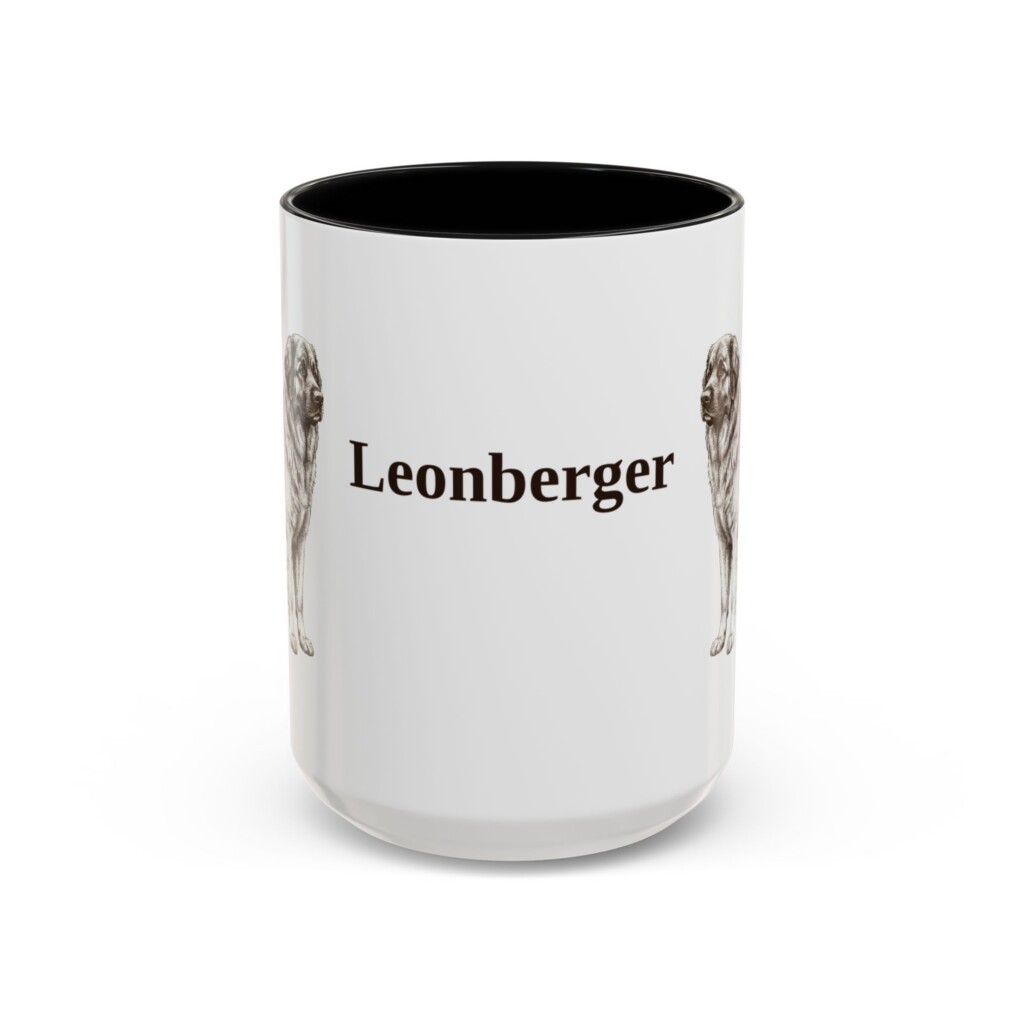 15oz Leonberger Mug, Vintage Dog Portrait Coffee Mug, Dog Lover Gift