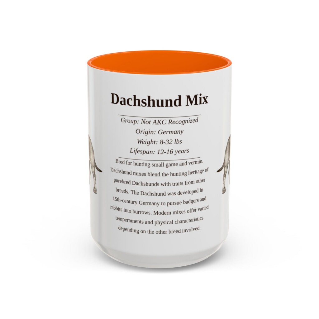 15oz Dachshund Mix Mug, Pink, front view