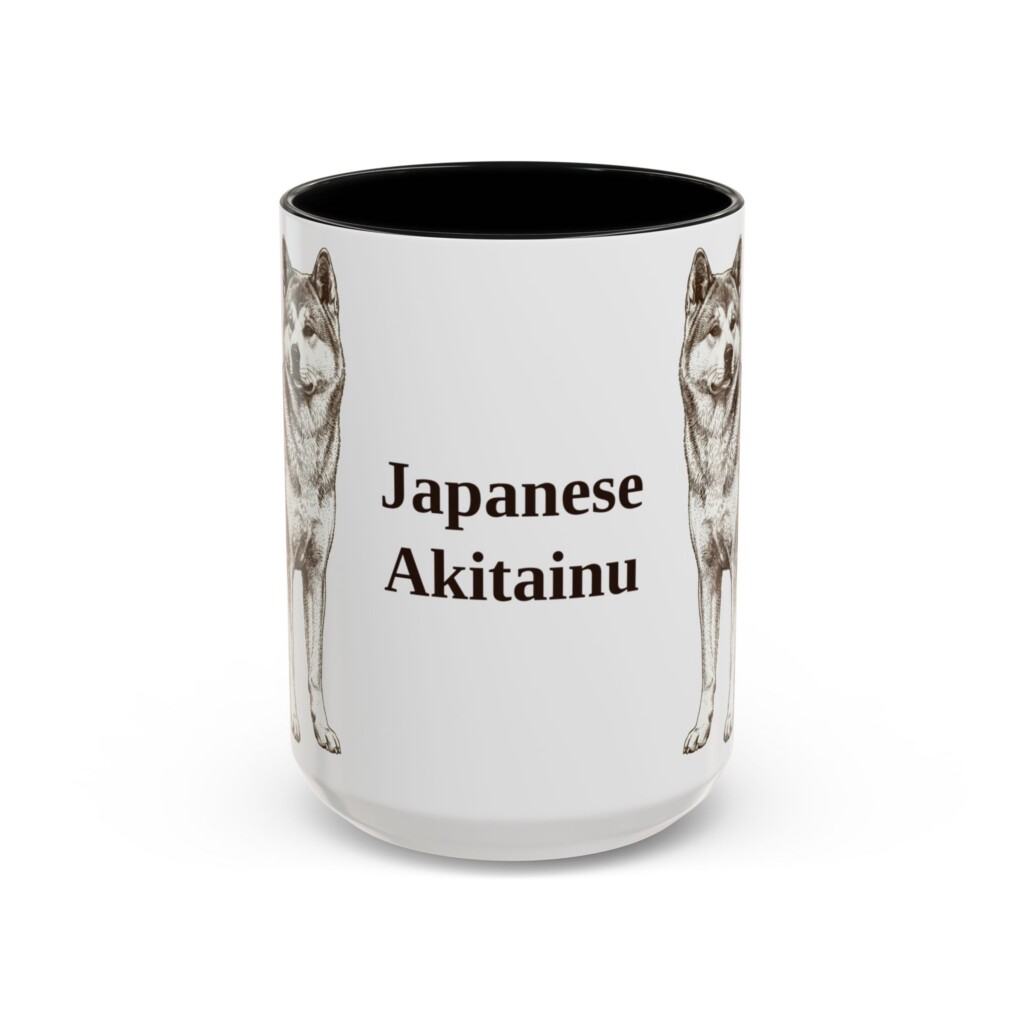 15oz Japanese Akitainu Mug, Vintage Dog Portrait Coffee Mug, Dog Lover Gift