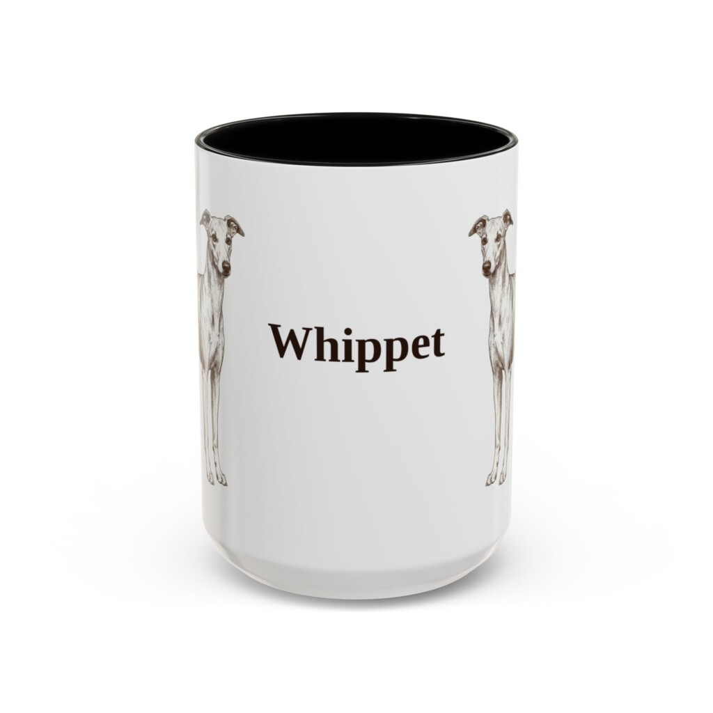 15oz Whippet Mug, Vintage Dog Portrait Coffee Mug, Dog Lover Gift
