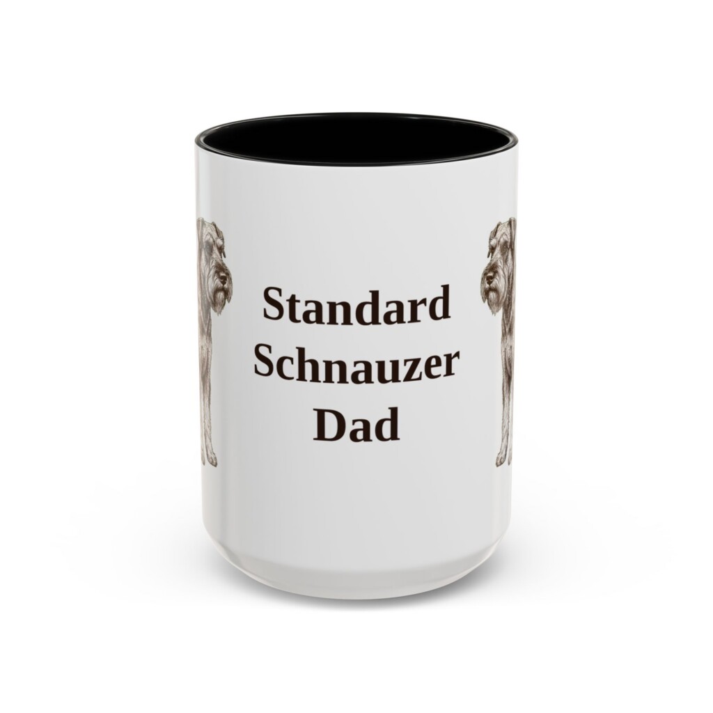 15oz Standard Schnauzer Dog Dad Mug, Vintage Sketch Coffee Mug, Dog Dad Gift