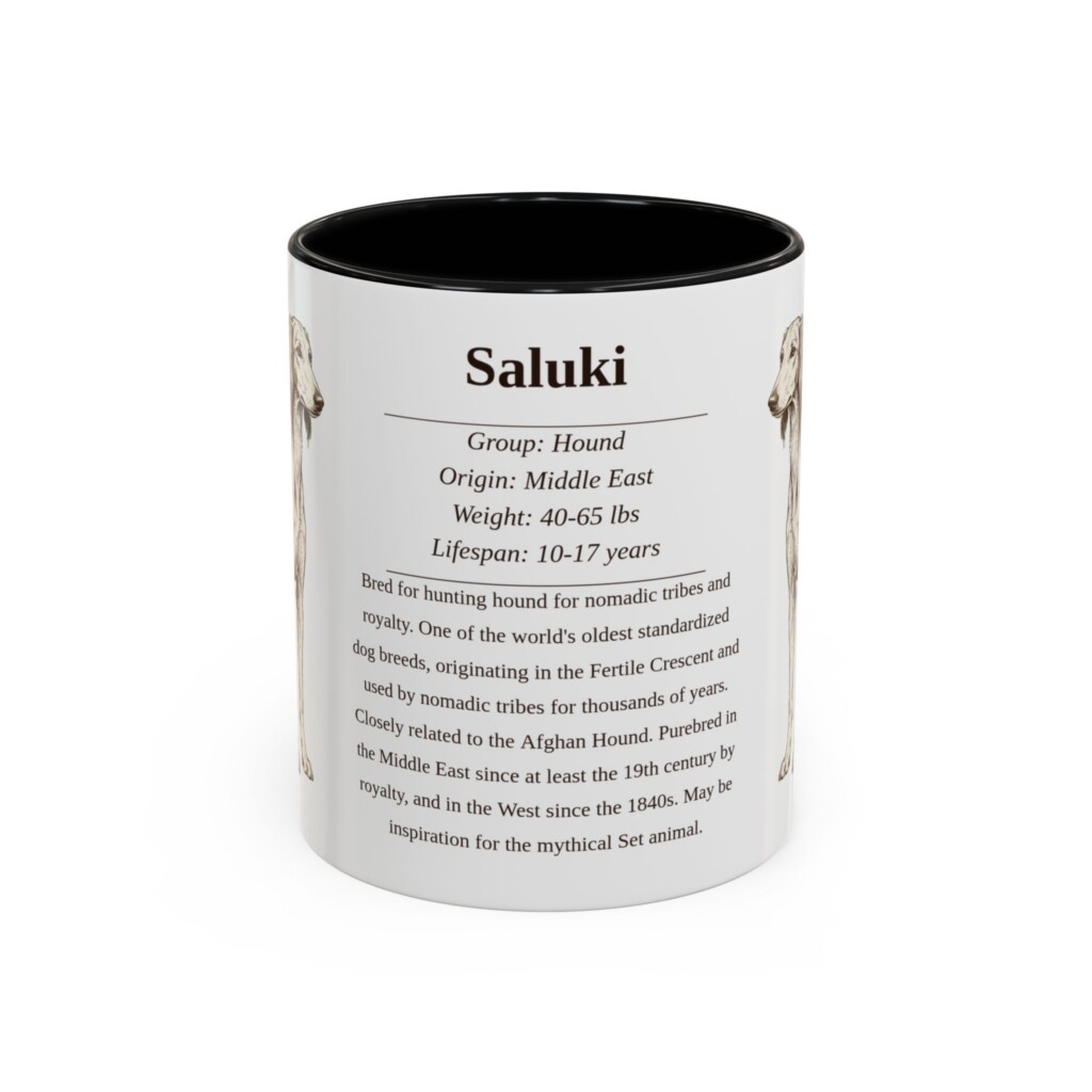 11oz Saluki Mug, Black, front view