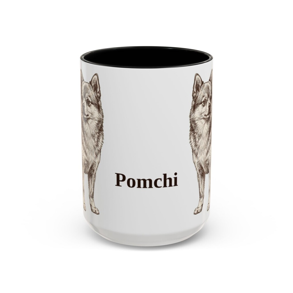 15oz Pomchi Mug, Vintage Dog Portrait Coffee Mug, Dog Lover Gift