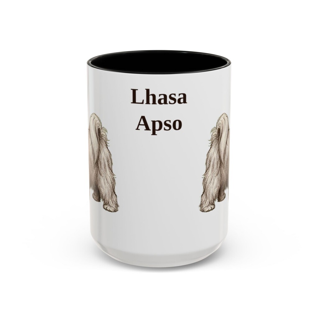 15oz Lhasa Apso Mug, Vintage Dog Portrait Coffee Mug, Dog Lover Gift