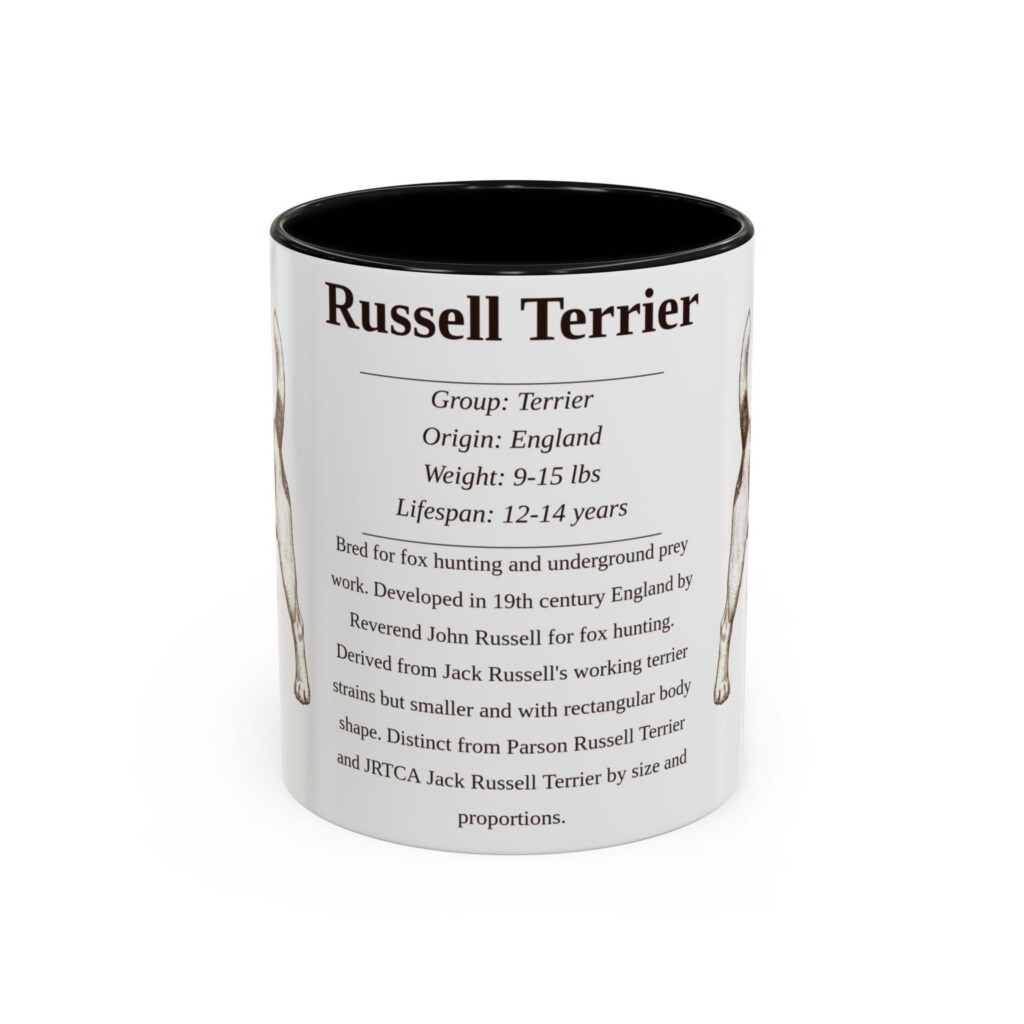 11oz Russell Terrier Mug, Illustrated Dog Breed Facts Coffee Mug, Vintage Dog Keepsake Gift