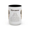 15oz Havanese Mug, Illustrated Dog Breed Facts Coffee Mug, Vintage Dog Keepsake Gift